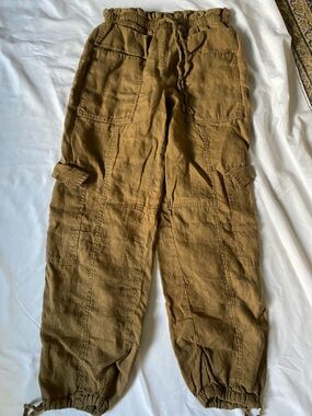 Magaschoni Brown linen Cargo Jogger Pants